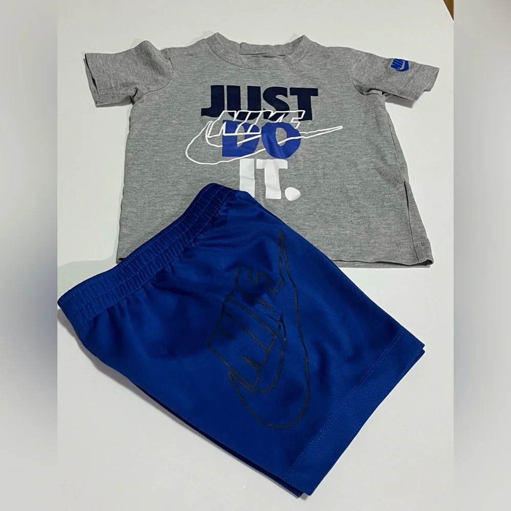 Nike Toddler Boys 2-Piece Set Just Do It Tee & Blue Athletic Shorts Size 3T - Picture 6 of 8